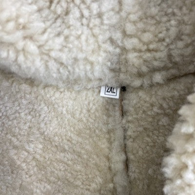Sheepskin Shearling Leather Coat Jacket Size 2XL Brown