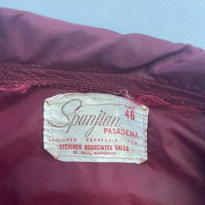 Vintage Spanjian Pasadena Minnesota Light Bomber Jacket Size 46 Burgundy 50s