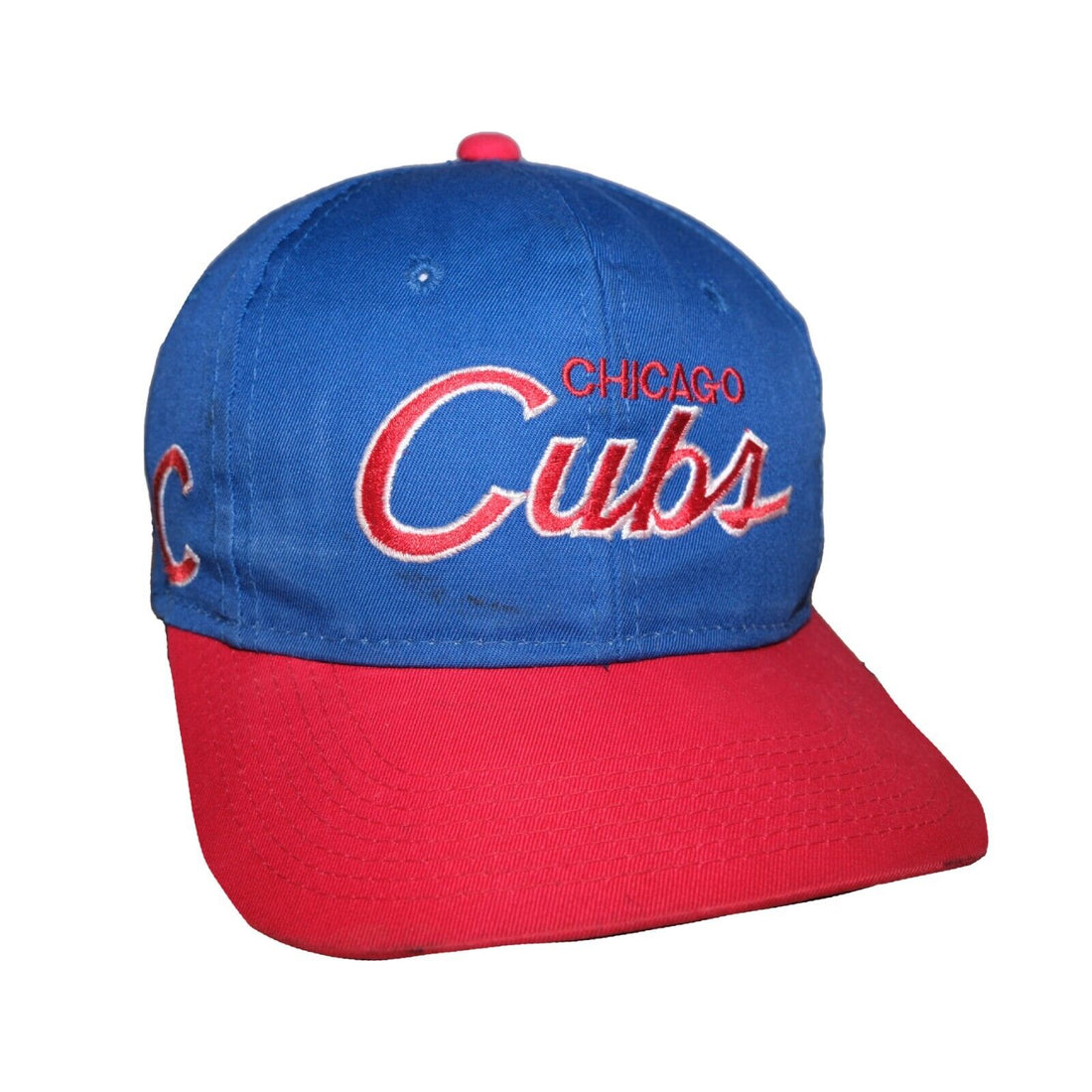Vintage Chicago Cubs Script Twill Snapback Hat OSFA Blue 90s MLB