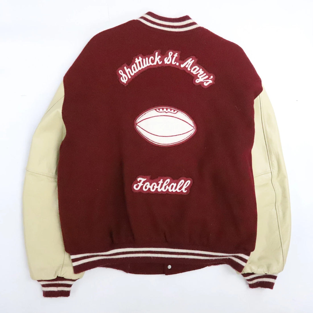 Vintage Shattuck St. Mary's Football Leather Wool Varsity Letterman Jacket 2XL