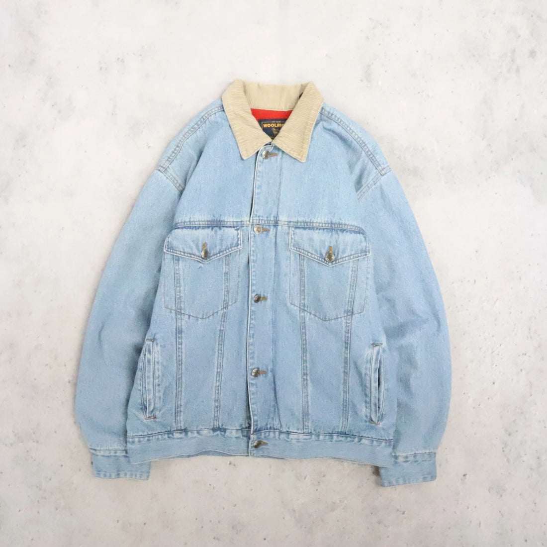 Vintage Woolrich Fleece Lined Denim Trucker Jacket Size Small