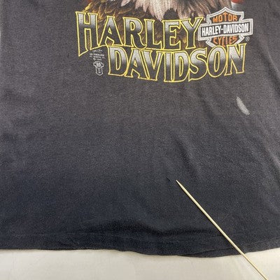 Vintage Eagle American Flag Harley Davidson 3D Emblem T-Shirt Medium 1988 80s