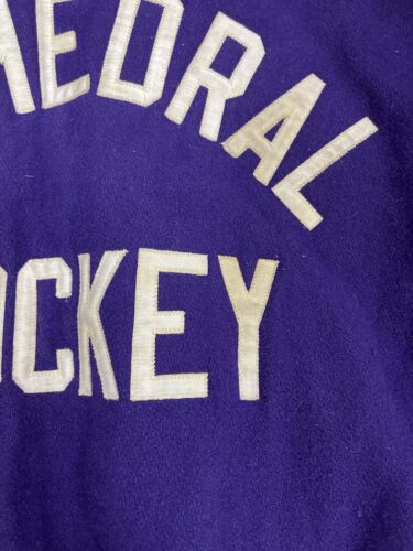 Vintage Cathedral Hockey Wool Varsity Jacket Size 2XL Purple