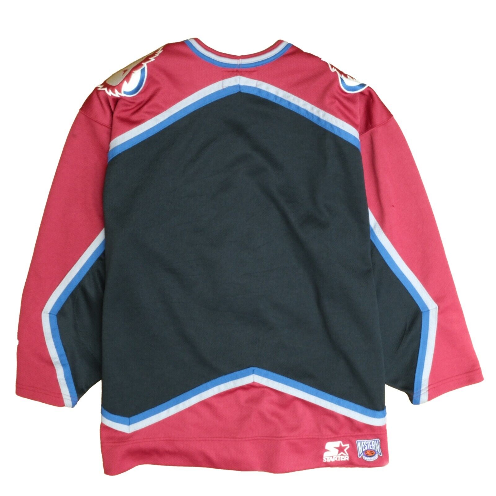 Vtg 90s Starter store Colorado Avalanche NHL Hockey Jersey Maroon Blue Size XL Whalen