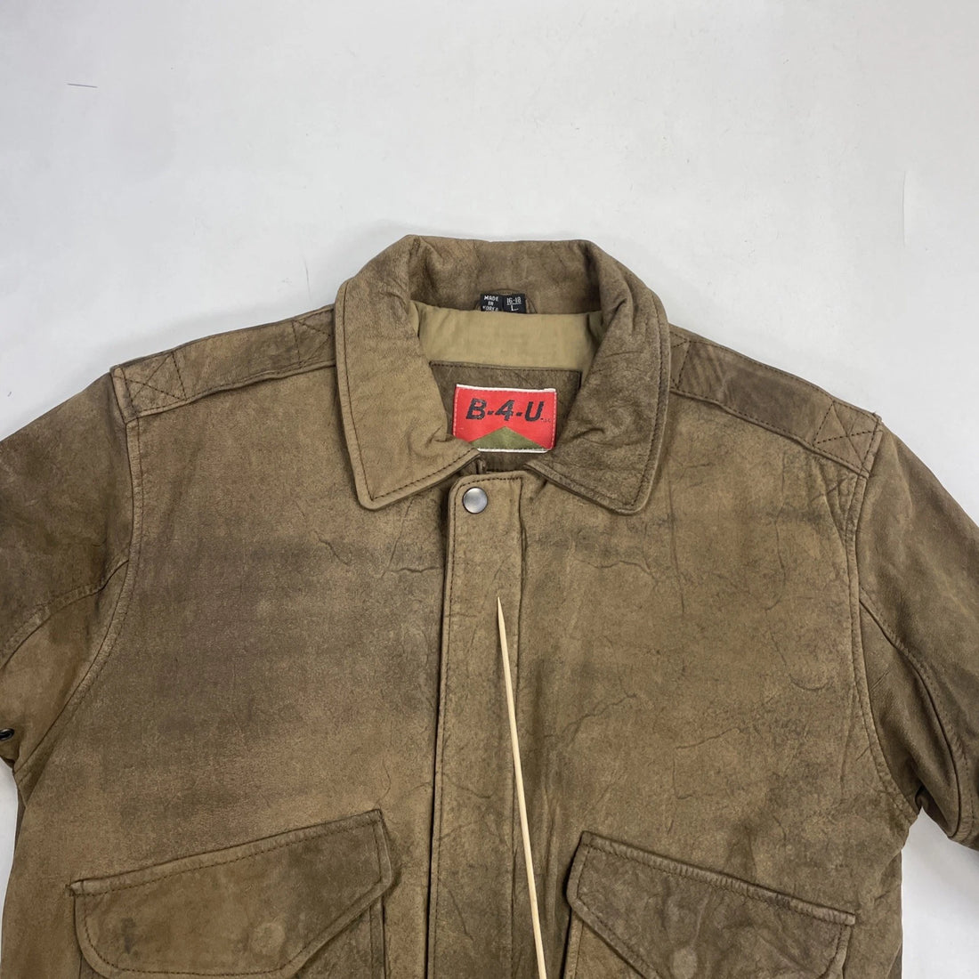 Vintage B4U Bomber Leather Jacket Womens Size Large Brown