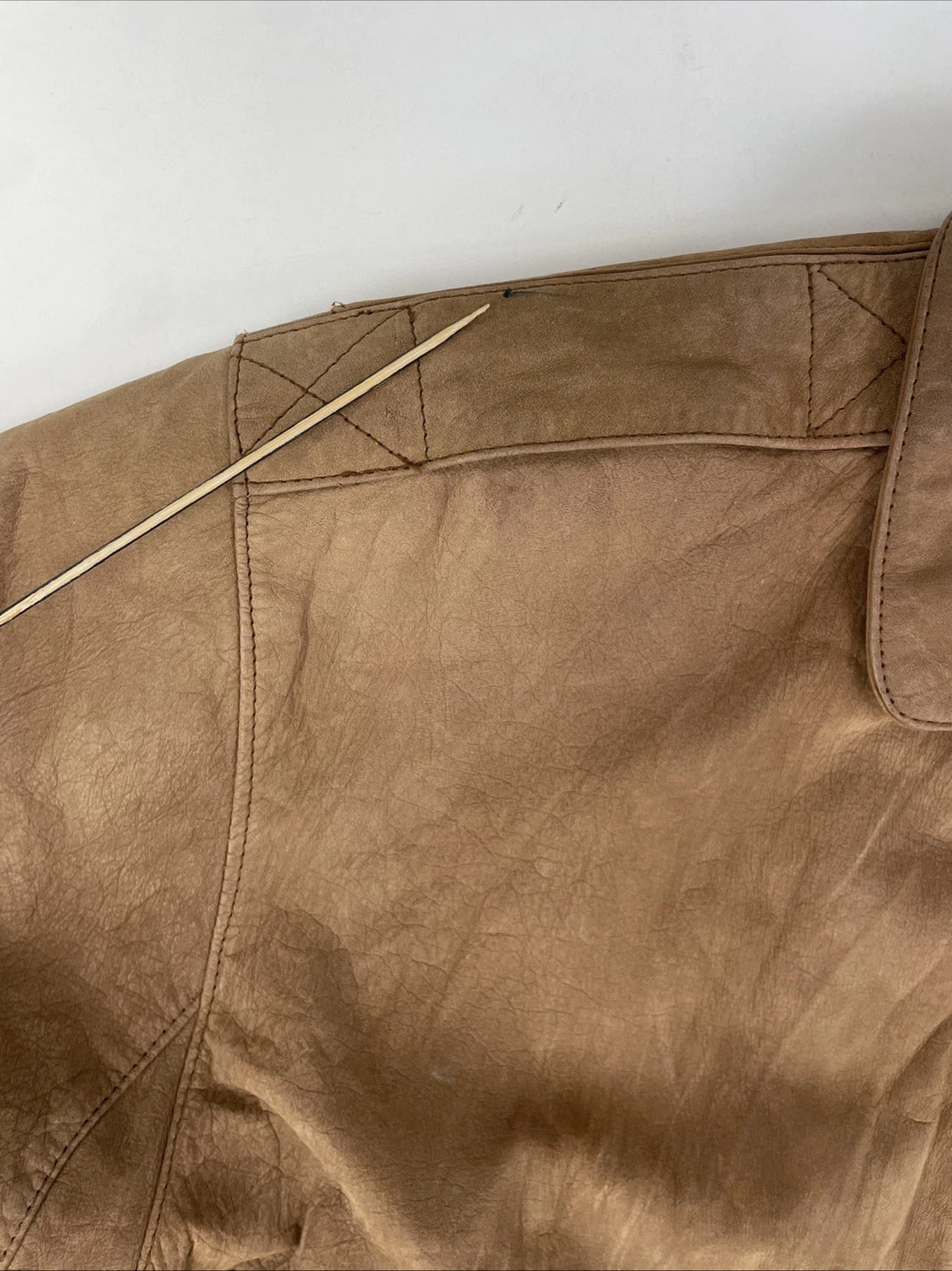 Vintage Mixed Blues Leather Bomber Jacket Size Medium Brown