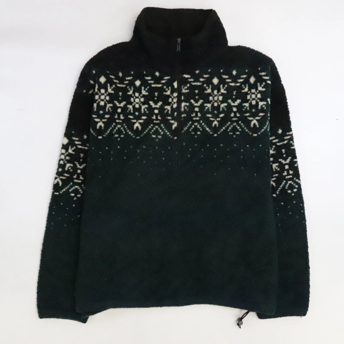 Vintage Columbia Fair Isle Pullover Fleece Jacket Size XL Green