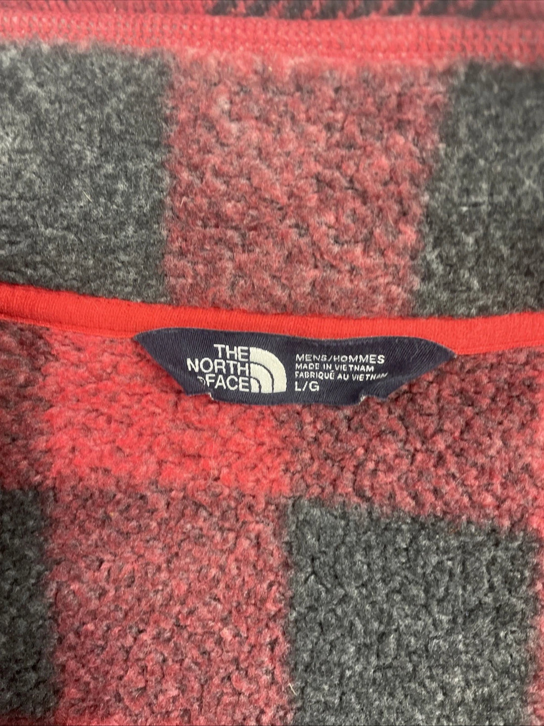 The North Face Pullover Fleece Jacket Size Large Red Buffalo Plaid