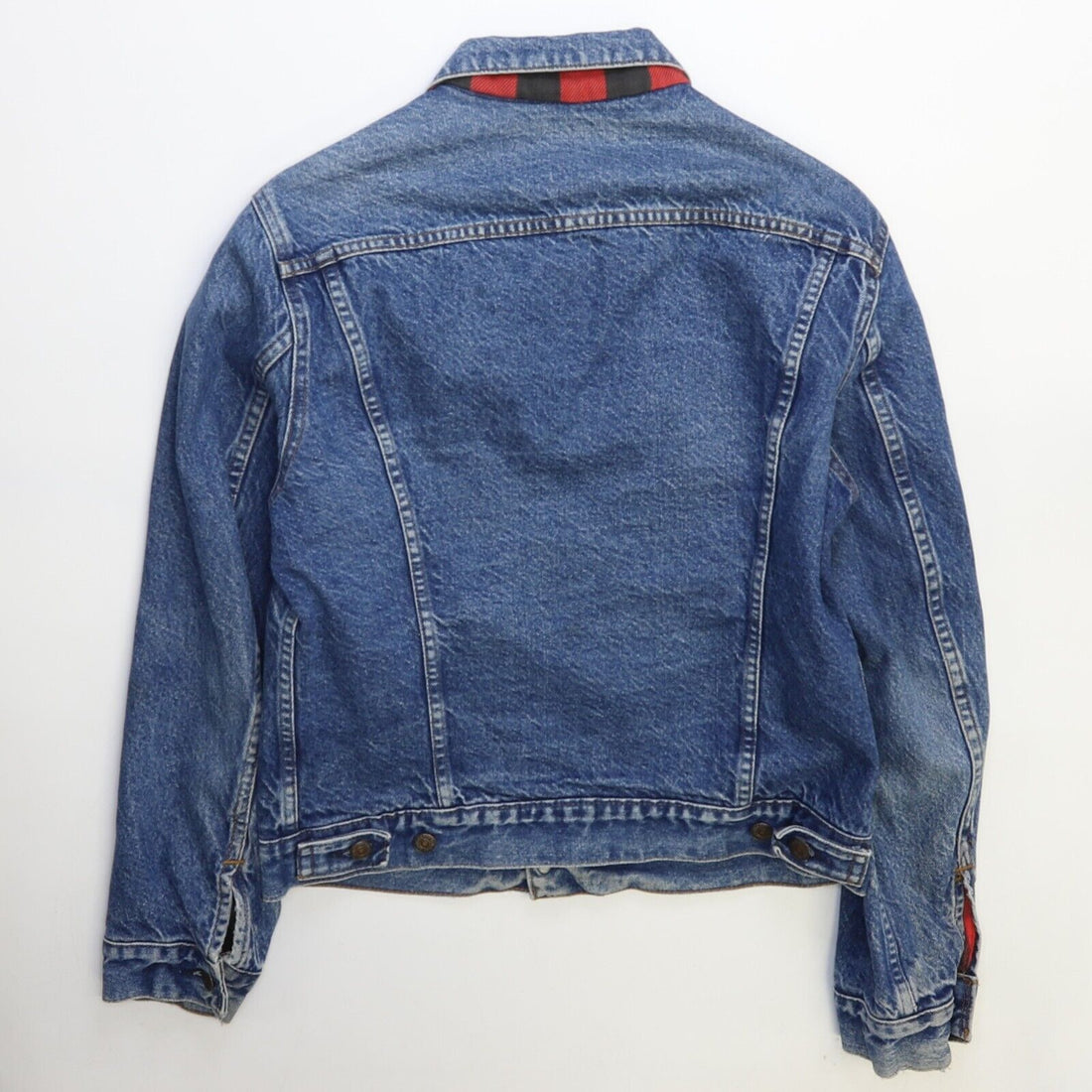 Vintage Levi Strauss & Co Denim Jacket Size 40R 70411 0816 Buffalo Plaid Lined