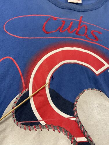 Vintage Chicago Cubs Trench T-Shirt Size Large Blue 1991 90s MLB