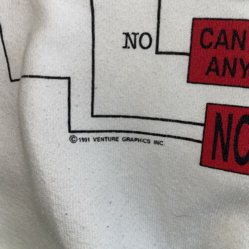 Vintage Computer Problem Solving Flowchart Crewneck Sweatshirt Size XL Tech 90s