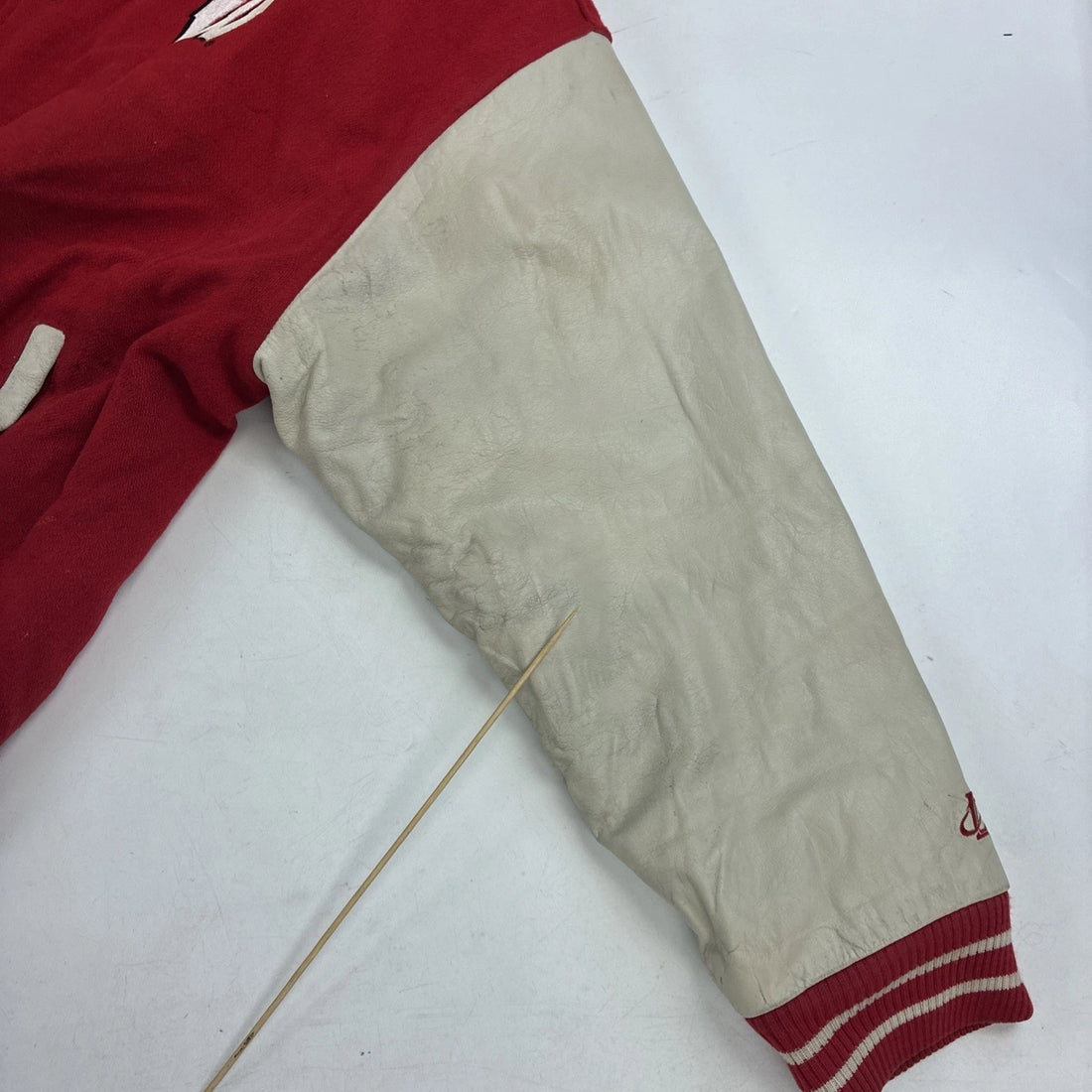 Wisconsin Badgers Logo Athletic Leather Wool Varsity Jacket Size XL NCAA