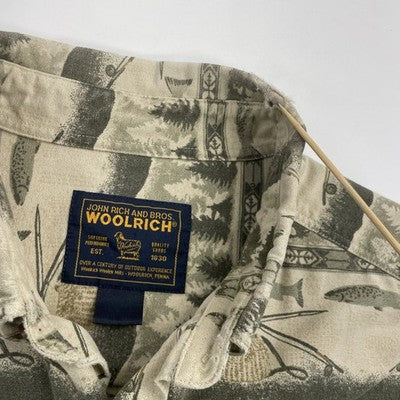 Vintage Woolrich Button Up Shirt Size XL Fishing All Over Print