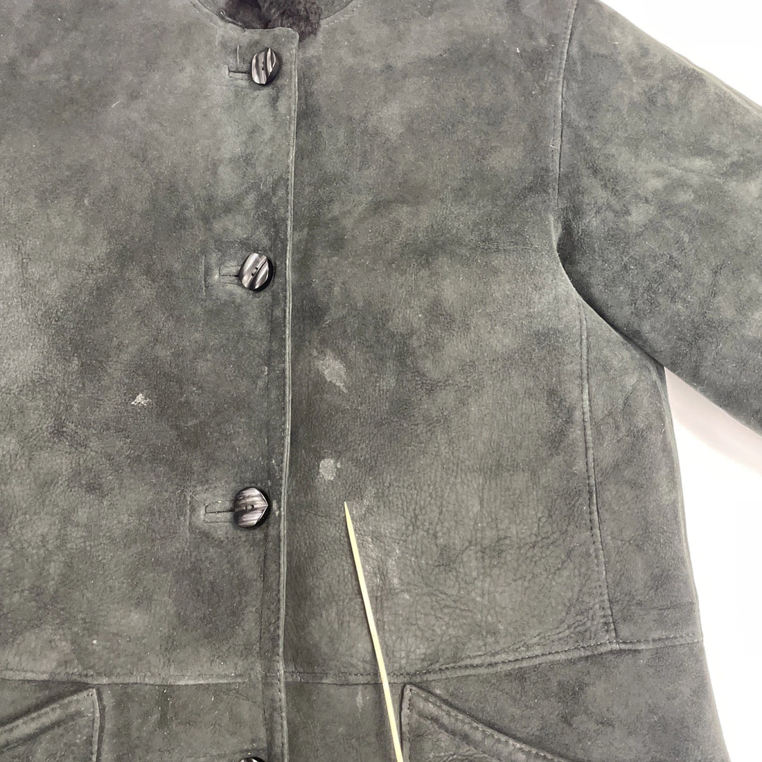 Vintage Danier Shearling Sheepskin Leather Coat Jacket Womens Size Medium Black