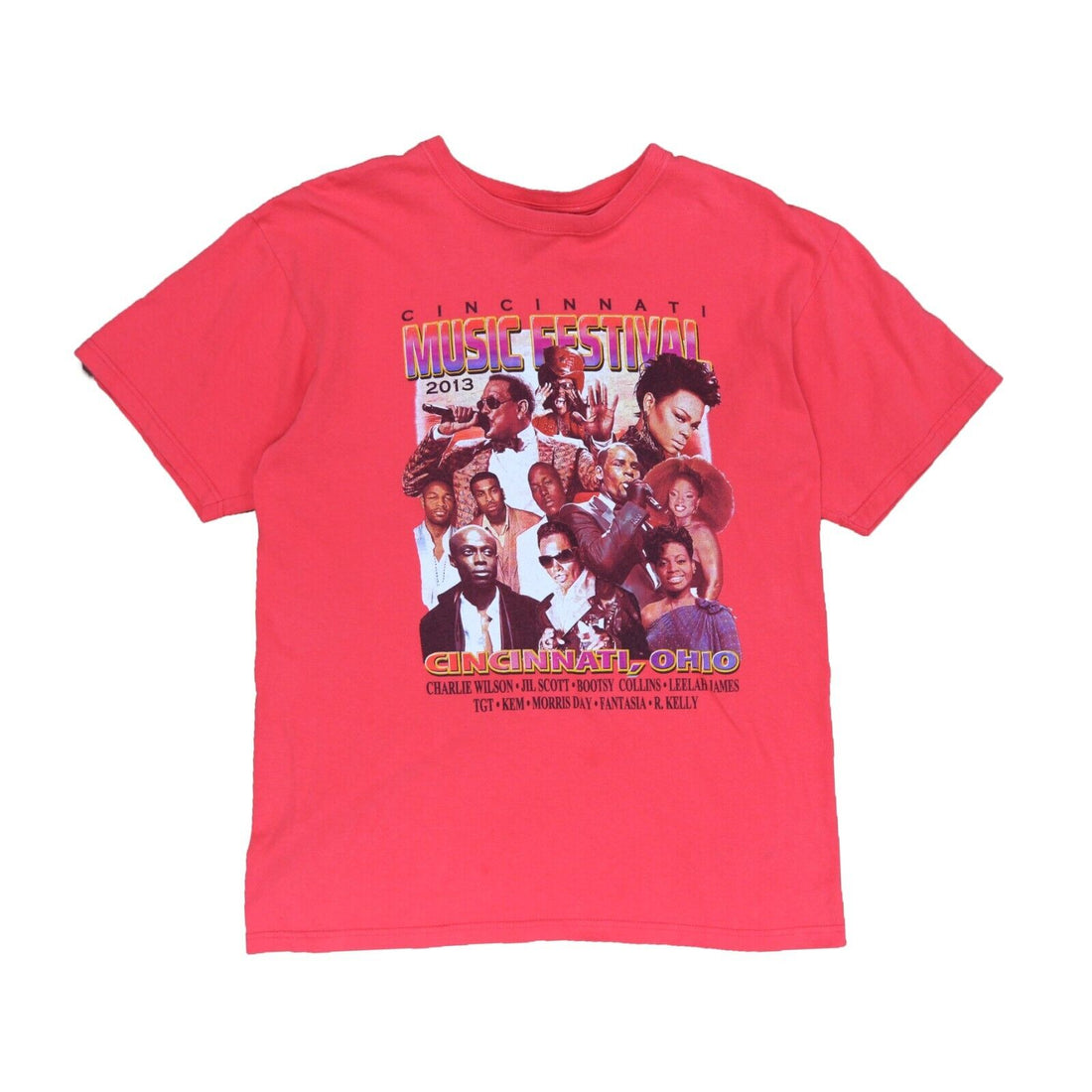 Cincinnati Music Festival T-Shirt Size Large Red 2013 Jil Scott R Kelly Fantasia