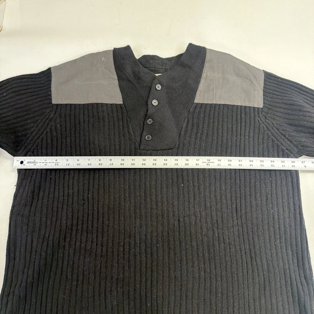 L.L. Bean Merino Wool Knit Henley Jumper Sweater Size 2XL Black