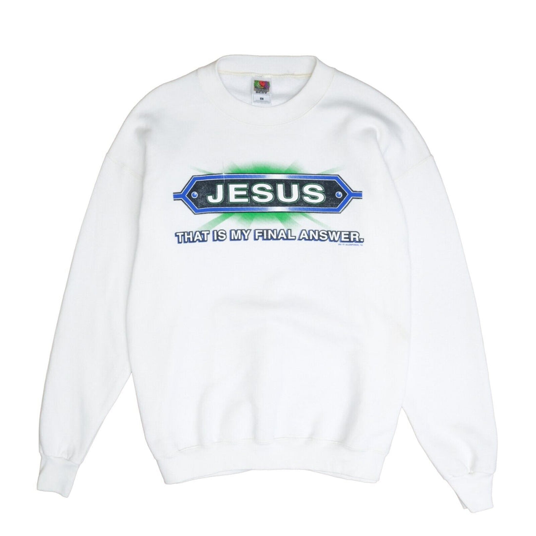 Vintage Jesus That Is My Final Answer Sweatshirt Crewneck Size Large White 90s