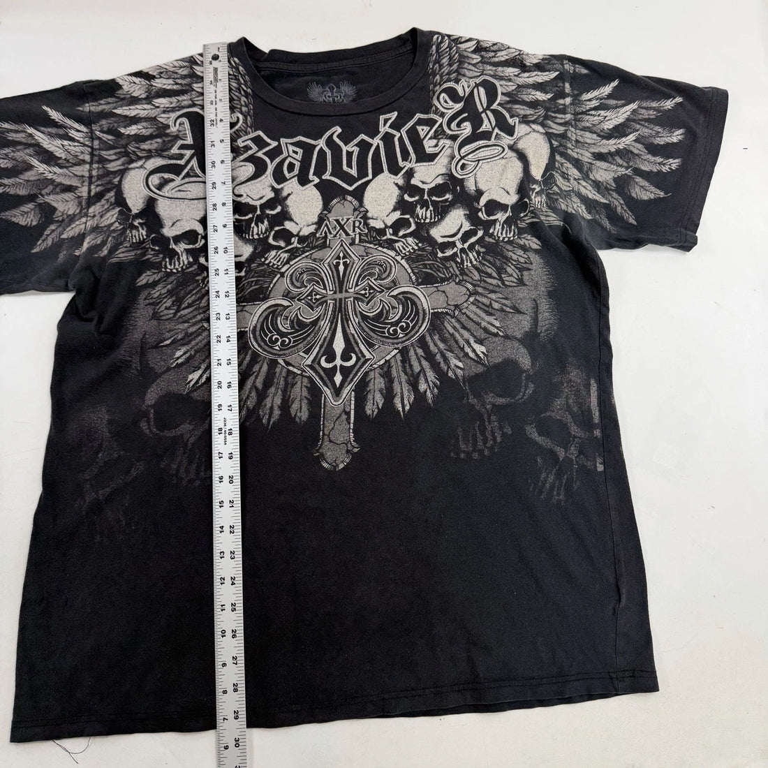 Xzavier Skull Cross T-Shirt Size 2XL All Over Print Y2K Style