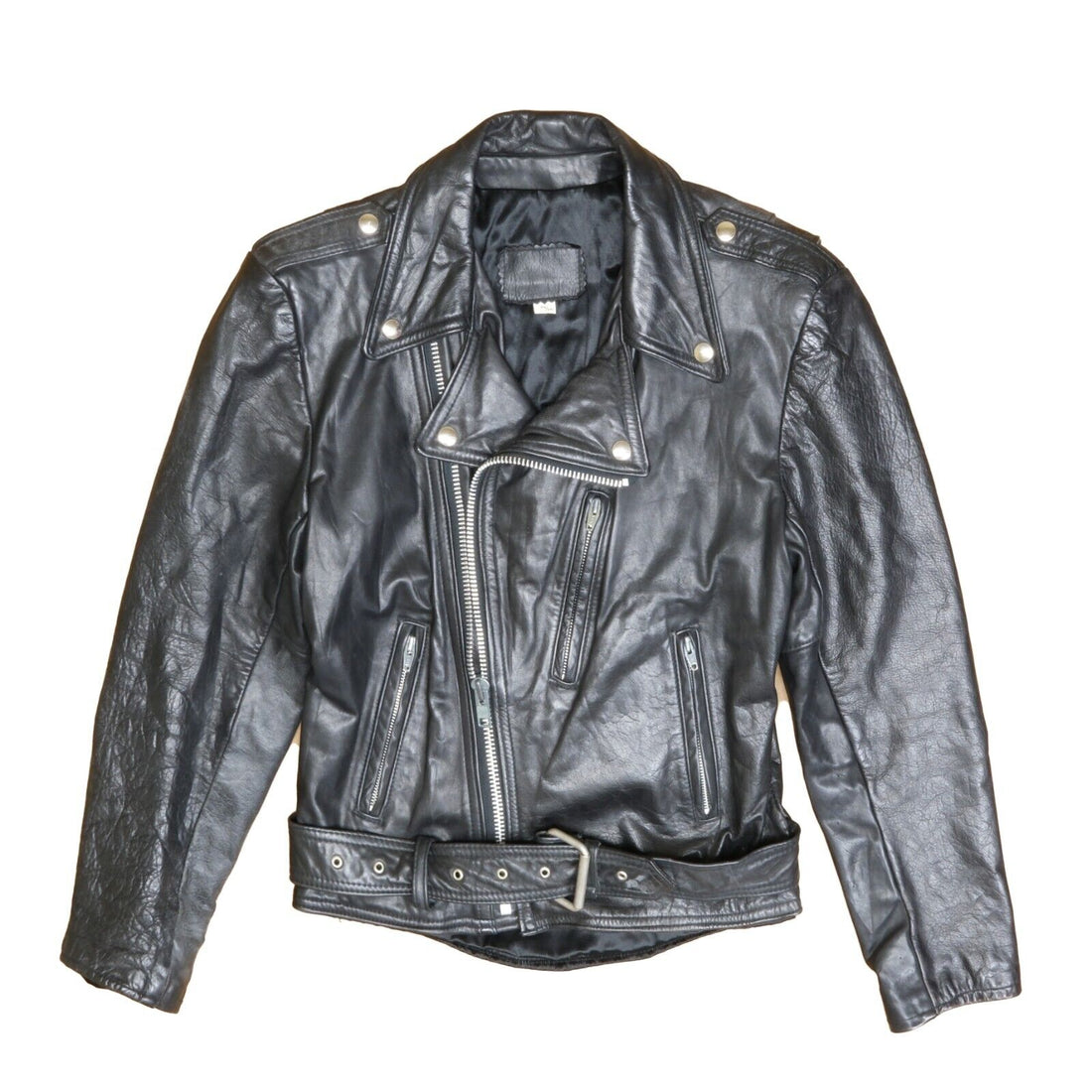 Vintage Leather Classic Motorcycle Jacket Size XS Black