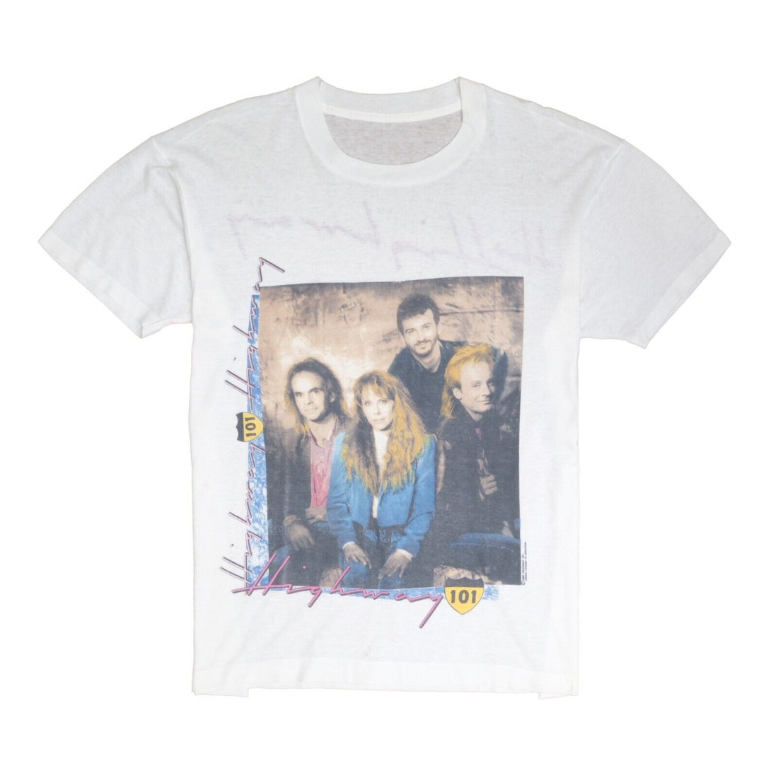 Vintage Highway 101 T-Shirt Size Medium White Music Tee 1989 80s
