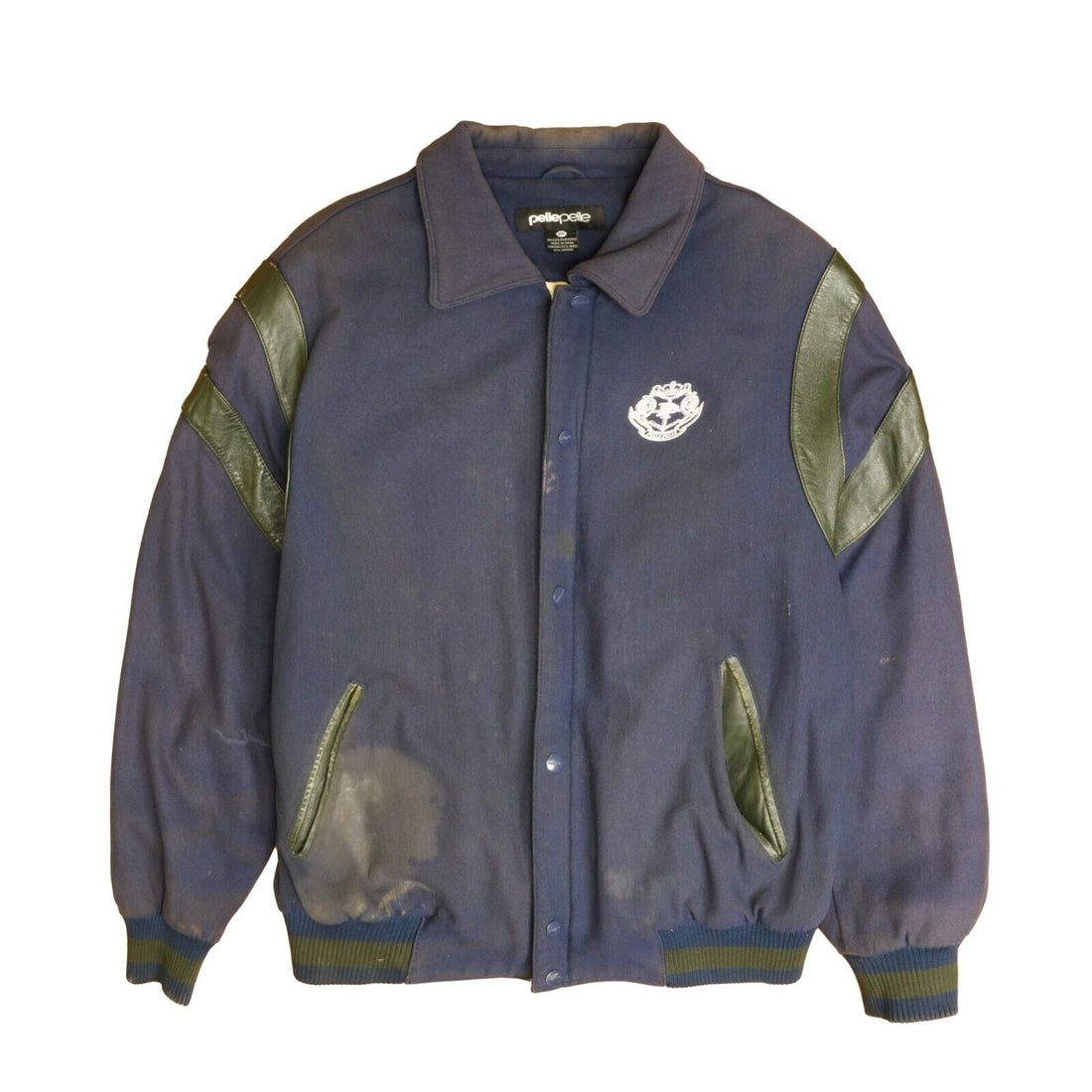 Vintage Pelle Pelle Crest Varsity Jacket Size XL Blue