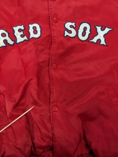 Vintage Boston Red Sox Starter Satin Bomber Jacket Size Small Red MLB