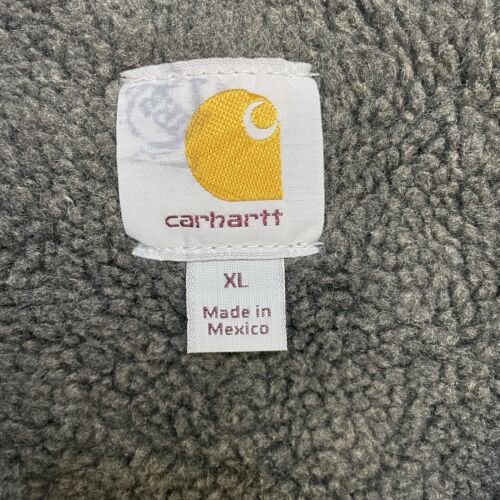 Carhartt Canvas Ridge Work Jacket Size XL Gray Sherpa Lined