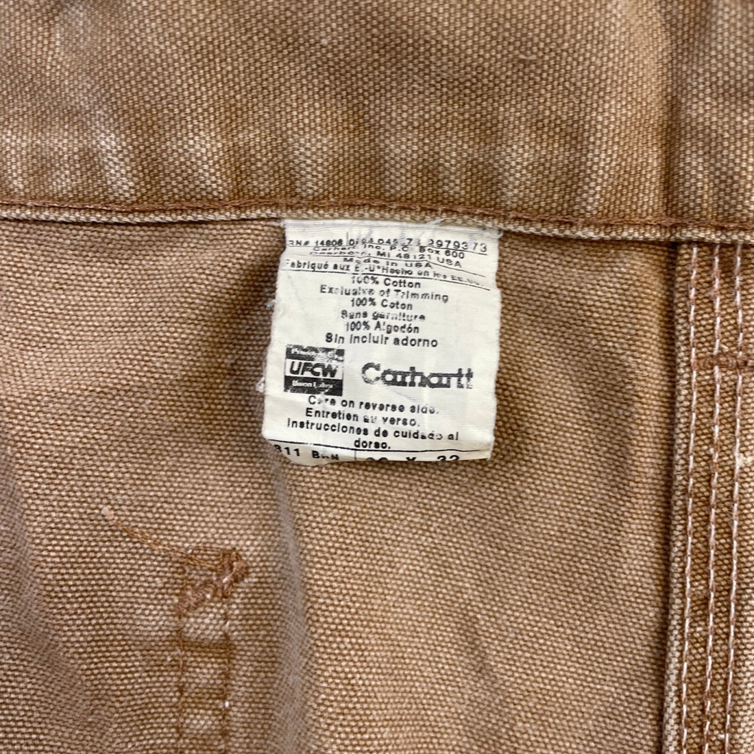 Vintage Carhartt Canvas Carpenter Work Pants Size 36 X 32 Brown