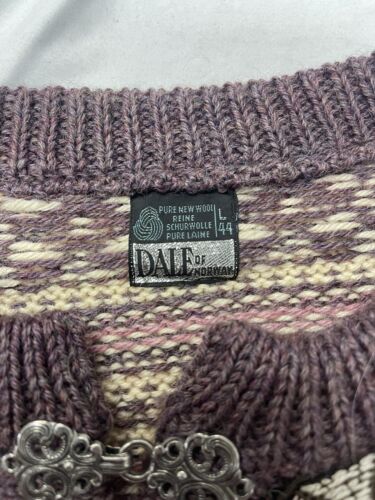 Vintage Dale Of Norway Wool Cardigan Sweater Size Large Fair Isle 90s