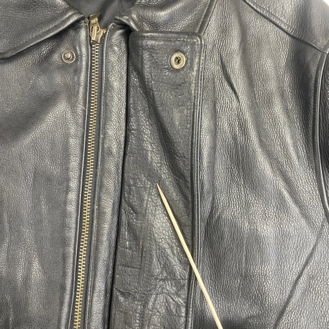 Vintage Eddie Bauer Leather Bomber Jacket Size XL Black