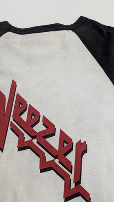 Vintage Weezer American Rock Cinder Block Raglan T-Shirt Size Large Band 2001