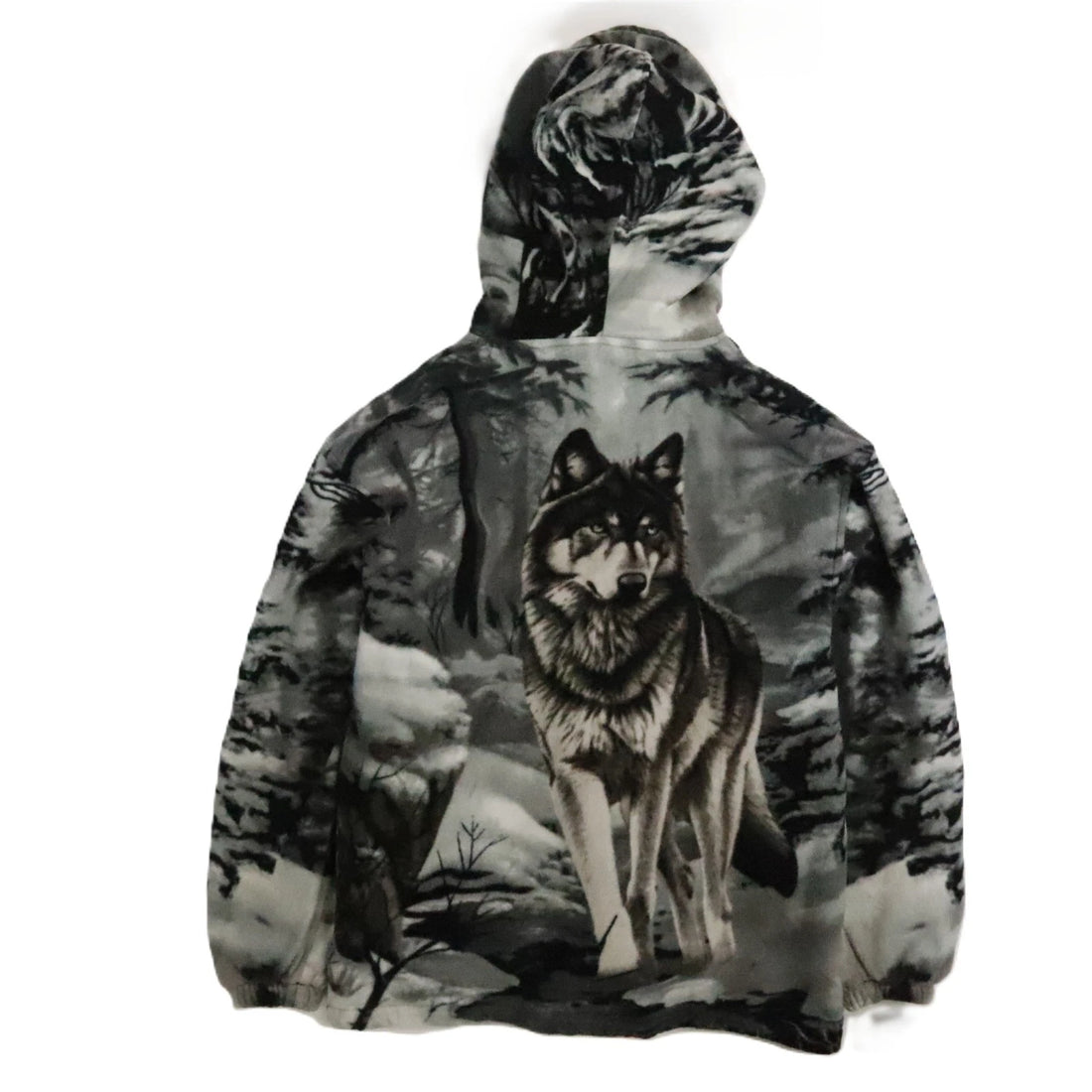 Wolf Winter Forest Fleece Jacket Size Medium Nature