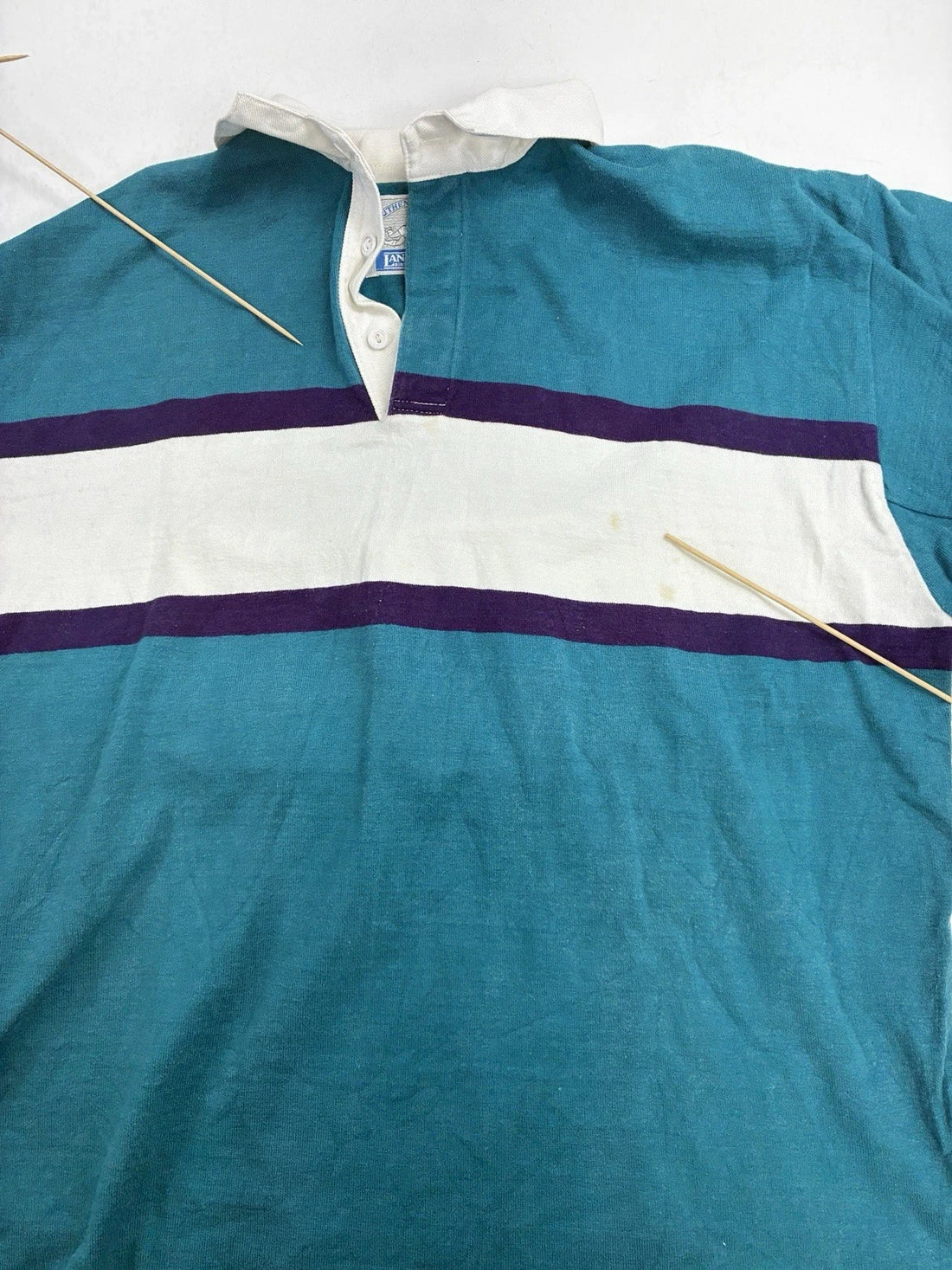 Vintage Lands End Rugby Shirt Size 2XL Striped Long Sleeve