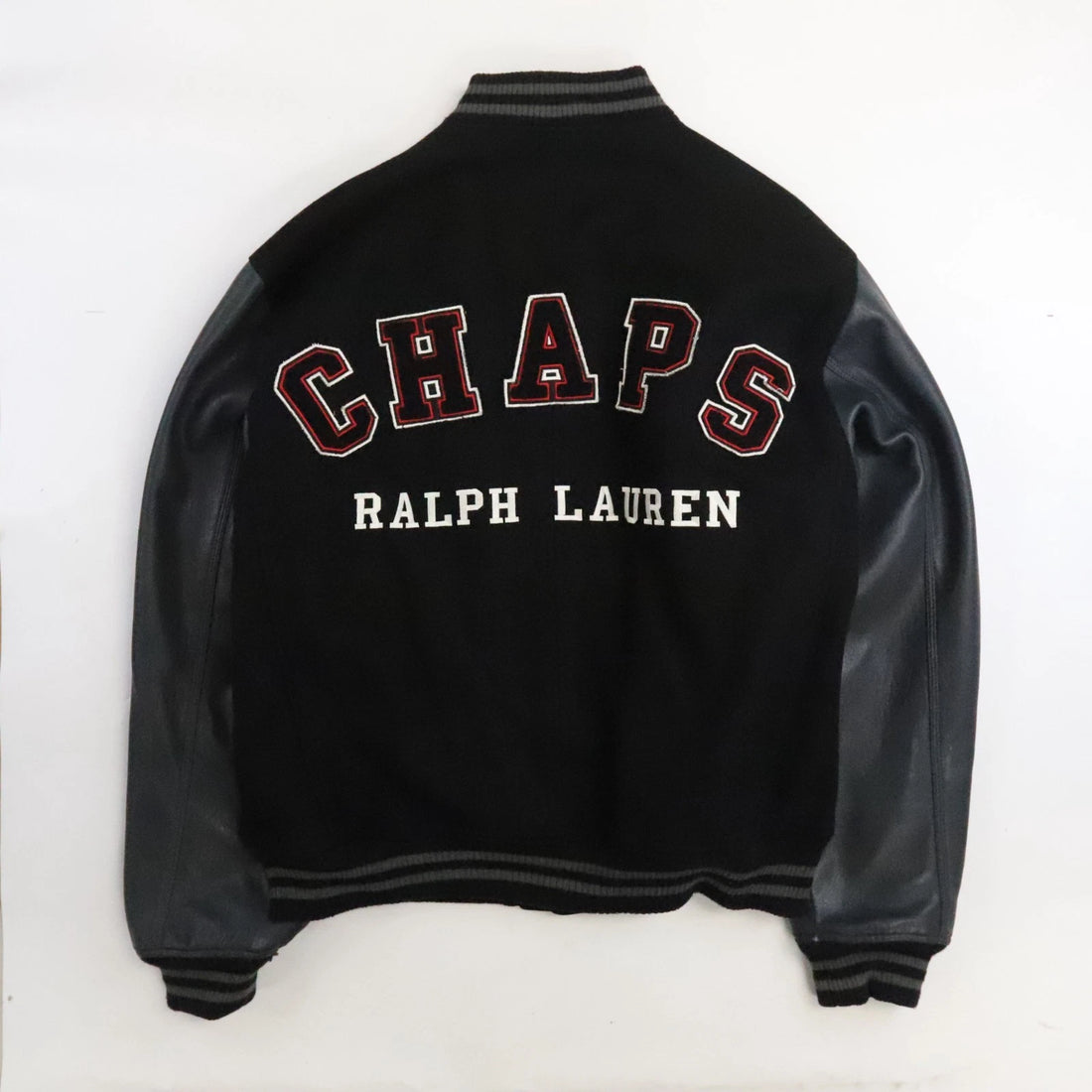 Chaps Ralph Lauren Leather Wool Varsity Jacket Size Medium