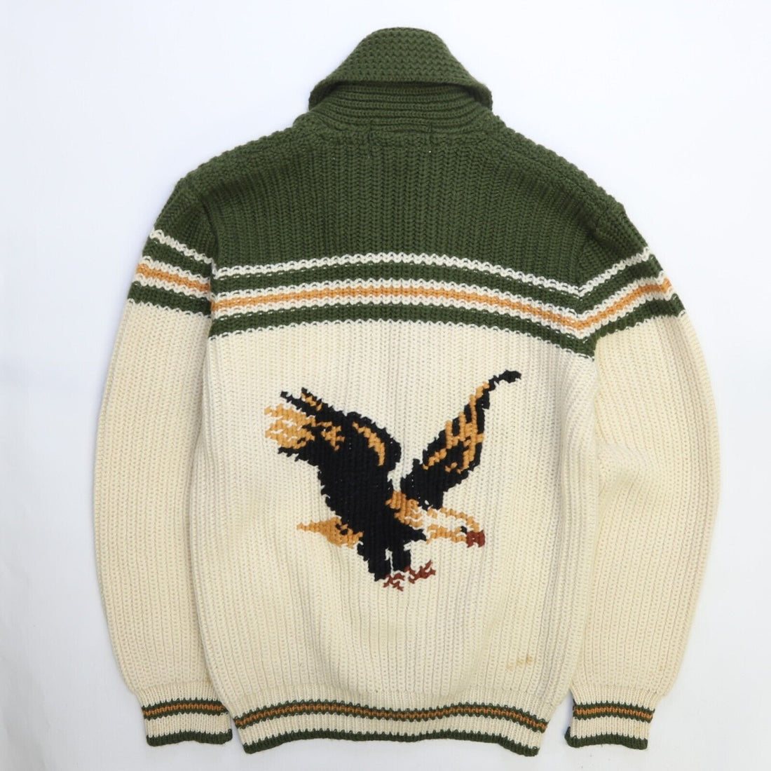 Vintage Eagle Caldwell Knit-Rite Mills Wool Knit Cowichan Sweater Size Large