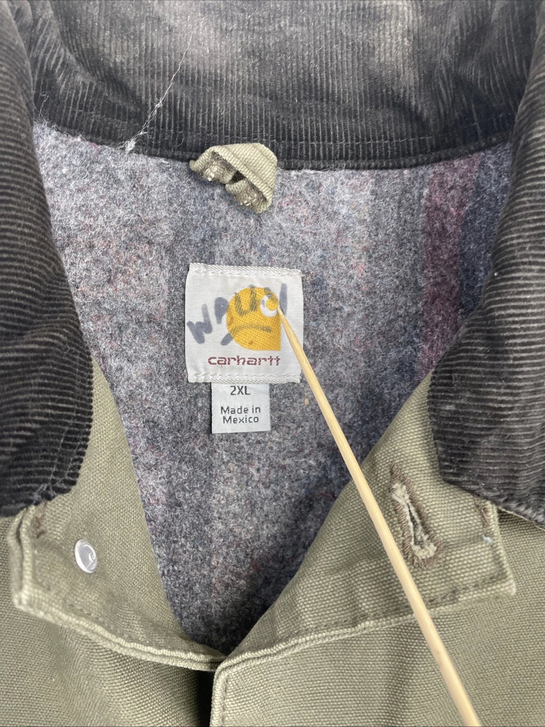 Carhartt Canvas Chore Work Jacket Size 2XL Green Blanket Lined