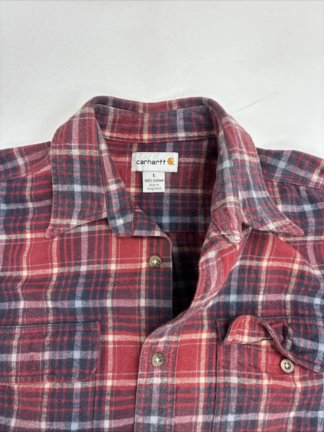 Carhartt Button Up Shirt Size Large Red Plaid