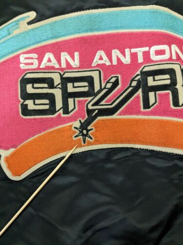 Vintage San Antonio Spurs Starter Satin Bomber Jacket Size Large Black NBA