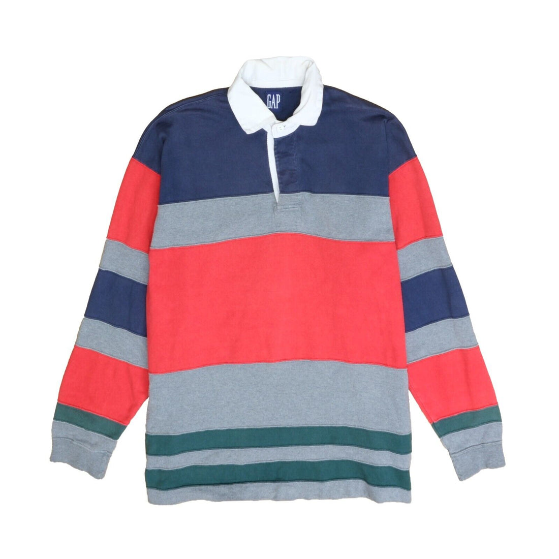 Vintage Gap Rugby Shirt Size XL Gray Striped Long Sleeve