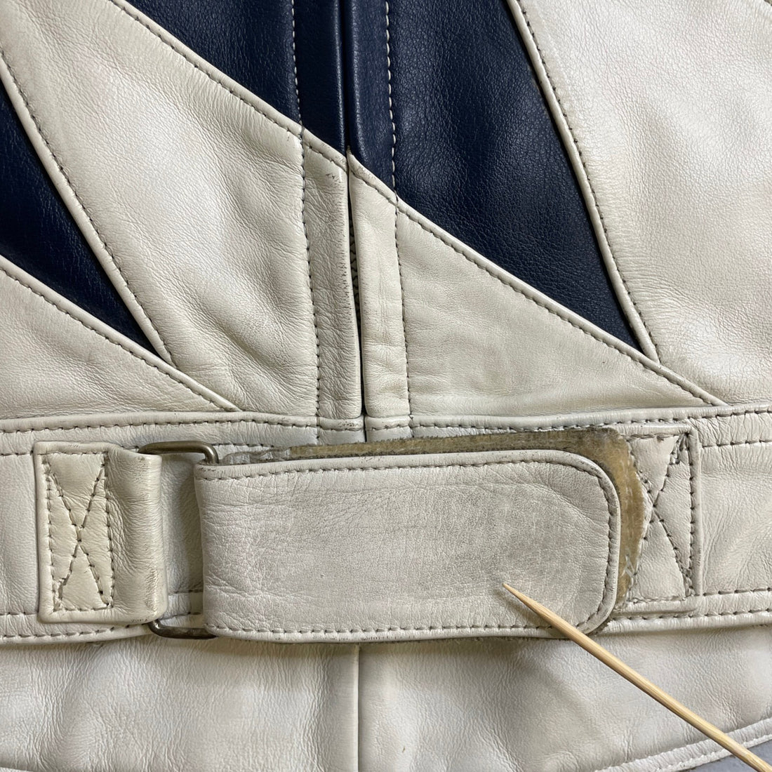 Vintage Teknic Leather Racing Jacket Size 42 Blue