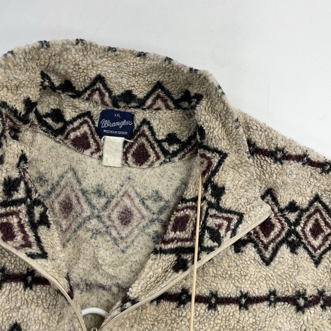 Vintage Wrangler Western Aztec Deep Pile Fleece Sweater Size 2XL