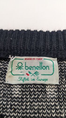 Vintage Benetton Spell Out Crewneck Sweater Size Medium