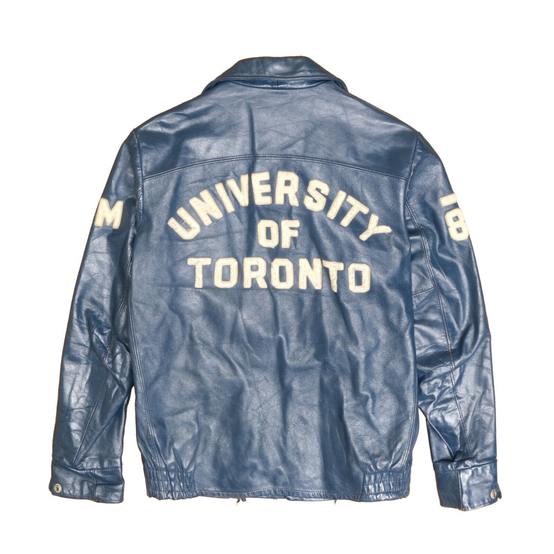 Vintage University Of Toronto Commerce Leather Varsity Jacket Medium Plaid Lined