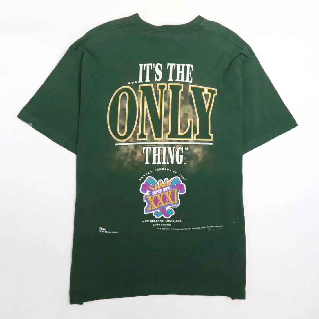 Vintage Green Bay Packers Vince Lombardi Super Bowl XXXI T-Shirt XL 1996 NFL