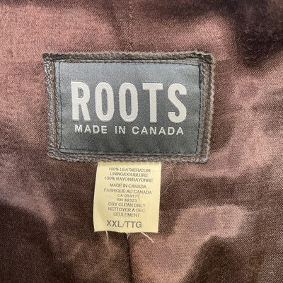 Roots Canada Leather Coat Jacket Size 2XL Brown
