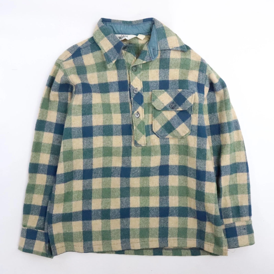 Vintage Woolrich Wool Pullover Shirt Size Medium Plaid 80s 90s