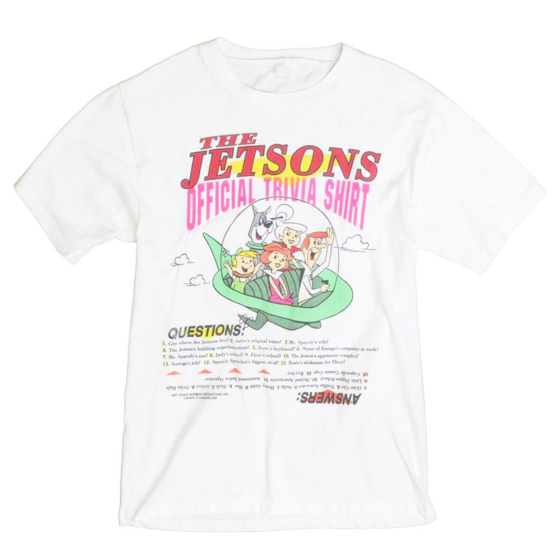 Vintage The Jetsons Trivia T-Shirt Size Small Cartoon 1987 80s