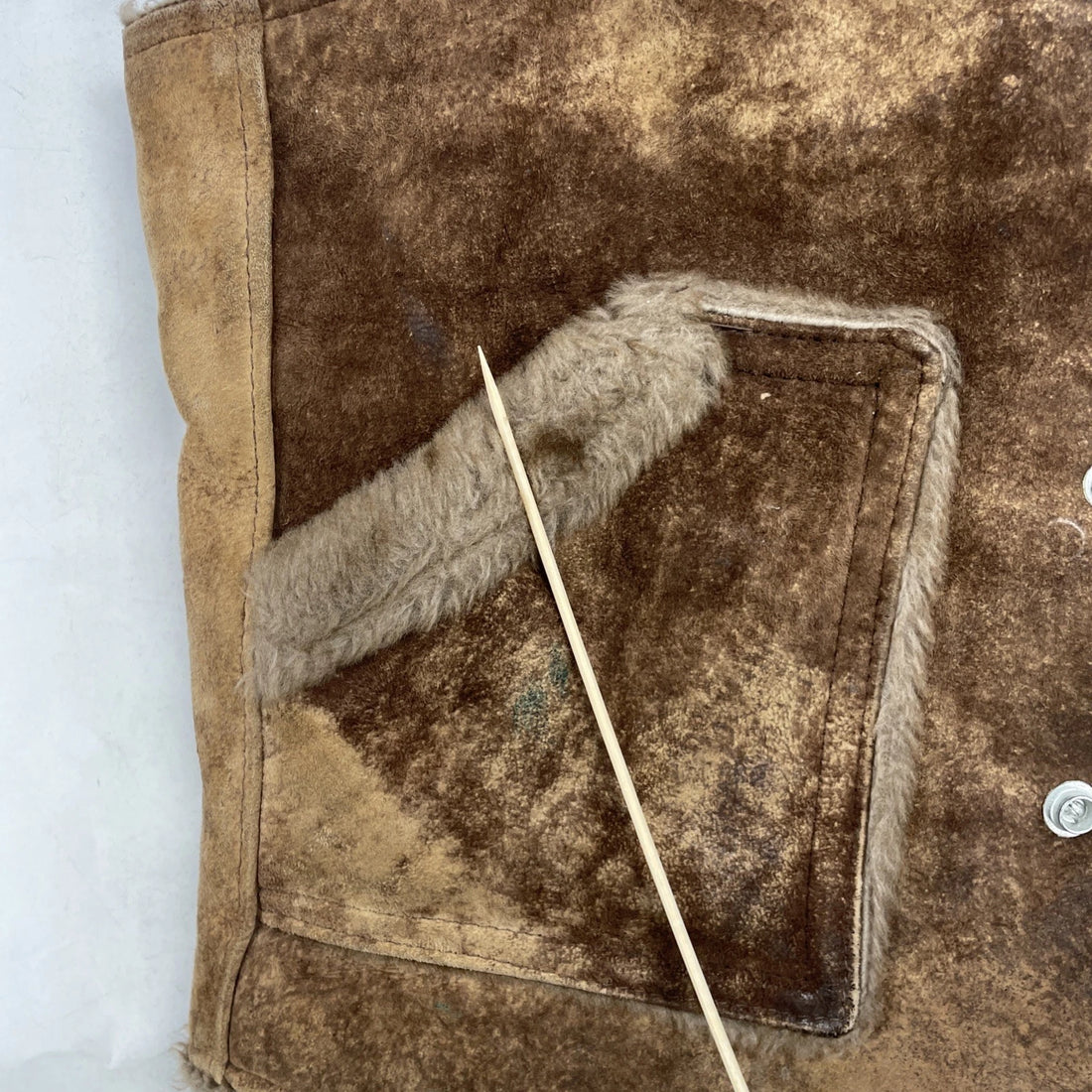 Vintage Schott NYC Suede Leather Vest Jacket Size 40 Brown Sherpa
