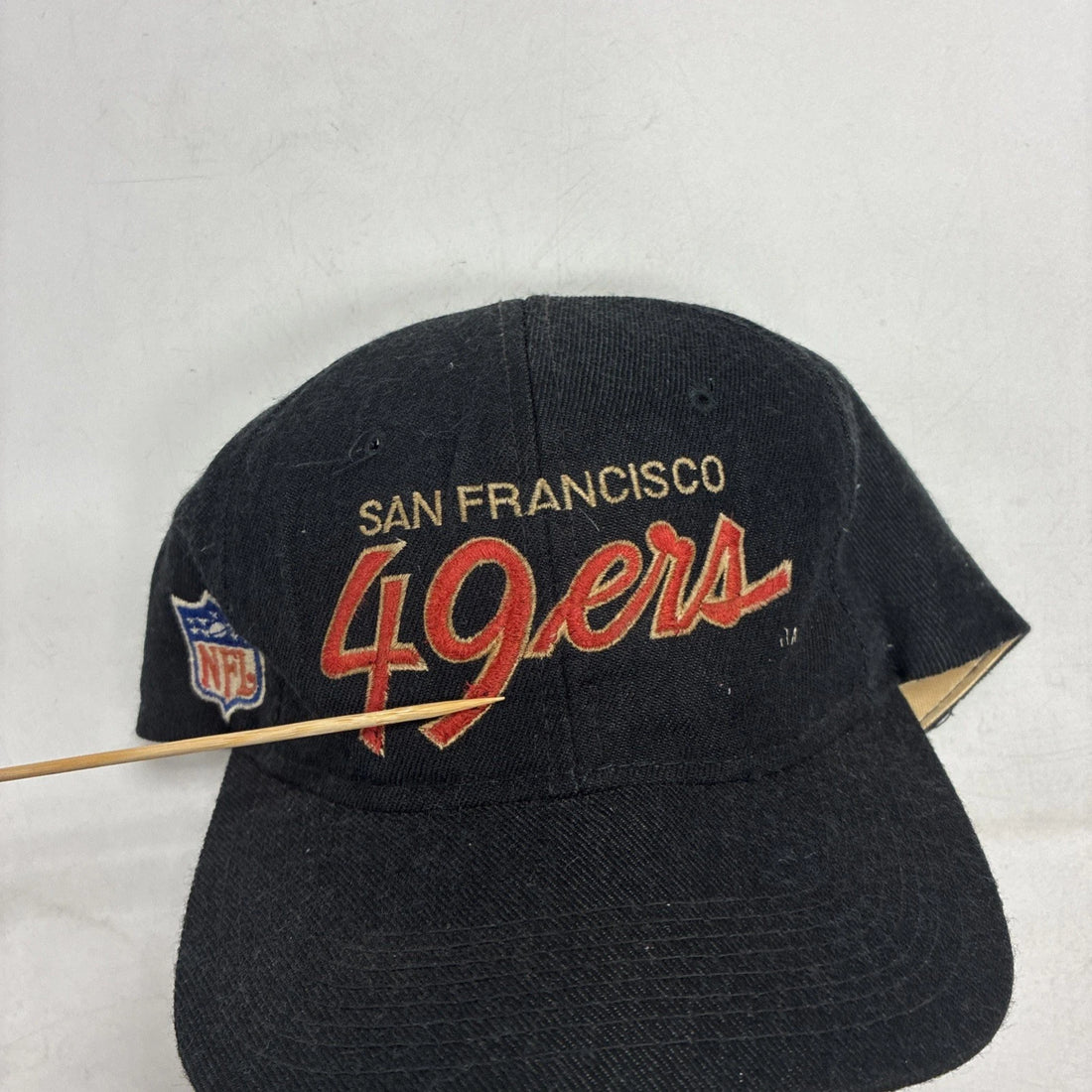 Vintage San Francisco 49ers Script Wool Snapback Hat Cap OSFA Black Dome 90s NFL