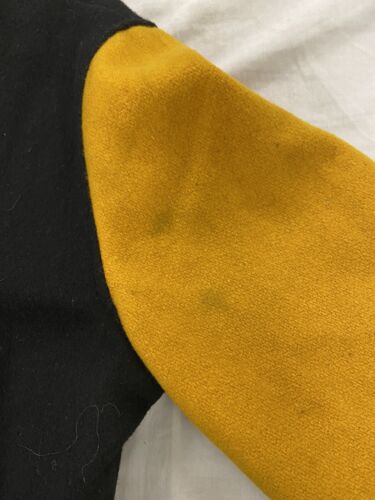 Vintage Wool Varsity Bomber Jacket Size Medium Black Yellow